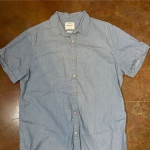 Denim & Flower Dusty Blue & White Polka Dot Short Sleeve Slim Fit Size Medium
